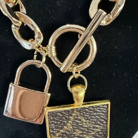 LV Upcycled Luxury Gold Toggle Necklace - Picture 6 of 7